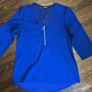 Cobalt blouse with zipper front